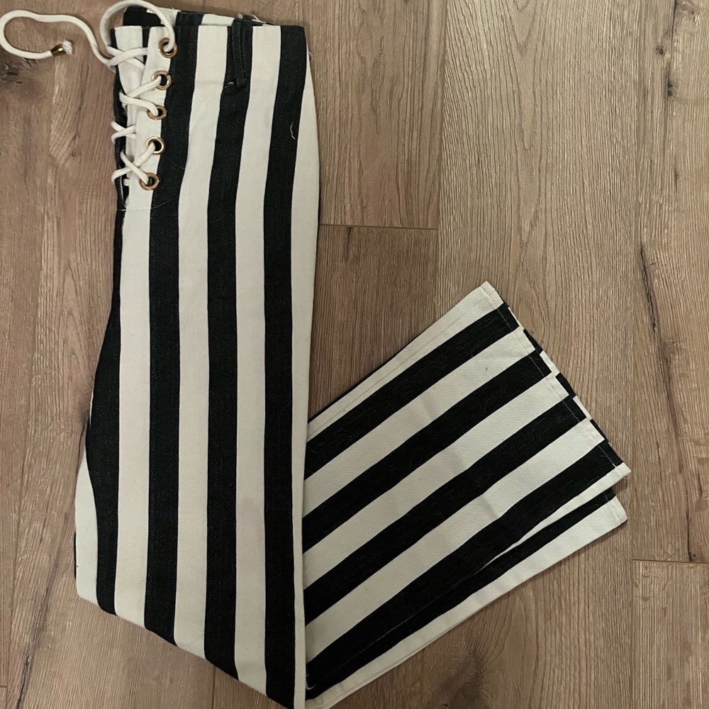 JAGGER & STONE black and white striped flare pants